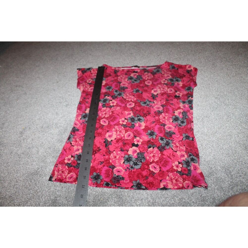 Womens Talbots T-Shirt Size Small Cap Sleeve Tee Floral Design Pink Sleeveless - Picture 5 of 6